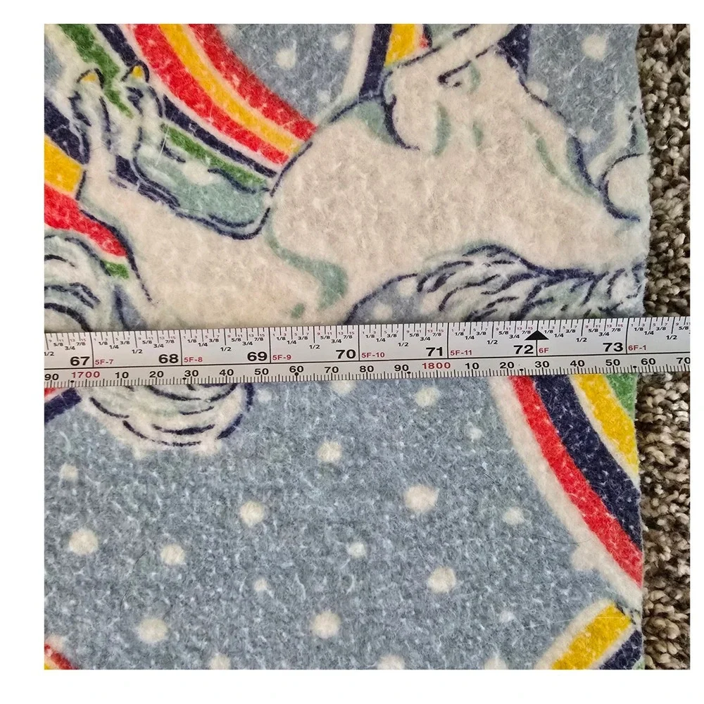 VintageUnicorn‎ Rainbow Fleece Blanket Blue Twin Large Throw 86x72
